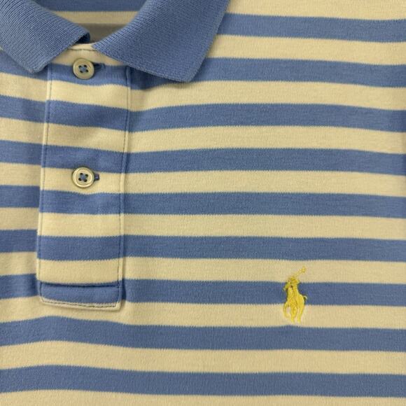 Polo Ralph Lauren Shirt Mens L Blue Striped Polo 1/4 Button Preppy Short Sleeve - Picture 5 of 11